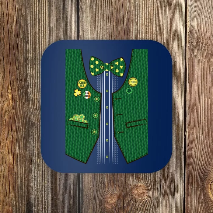 St Patricks Day Lucky Shamrock Vest Costume Coaster