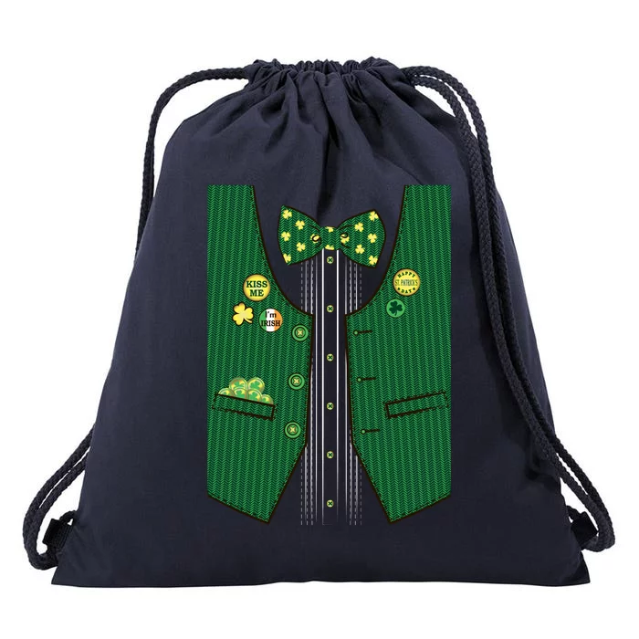 St Patricks Day Lucky Shamrock Vest Costume Drawstring Bag