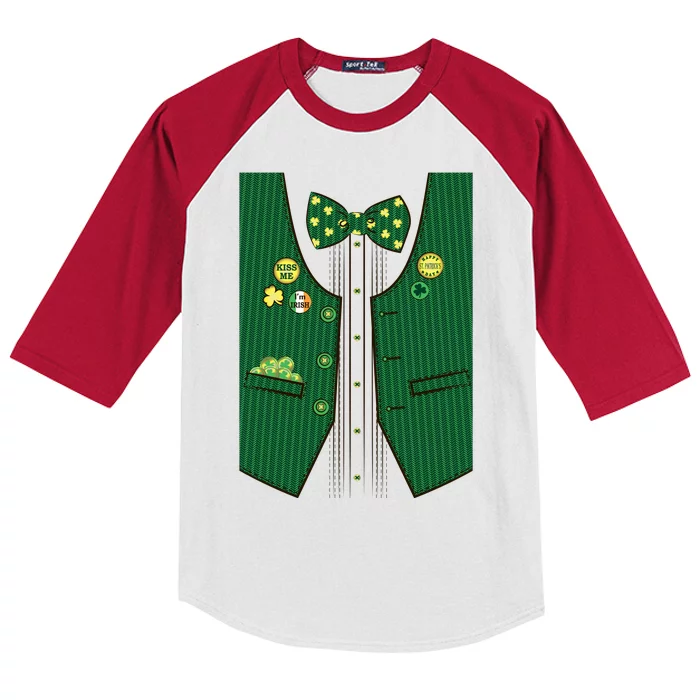 St Patricks Day Lucky Shamrock Vest Costume Kids Colorblock Raglan Jersey