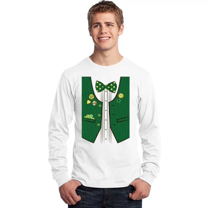 St Patricks Day Lucky Shamrock Vest Costume Tall Long Sleeve T-Shirt