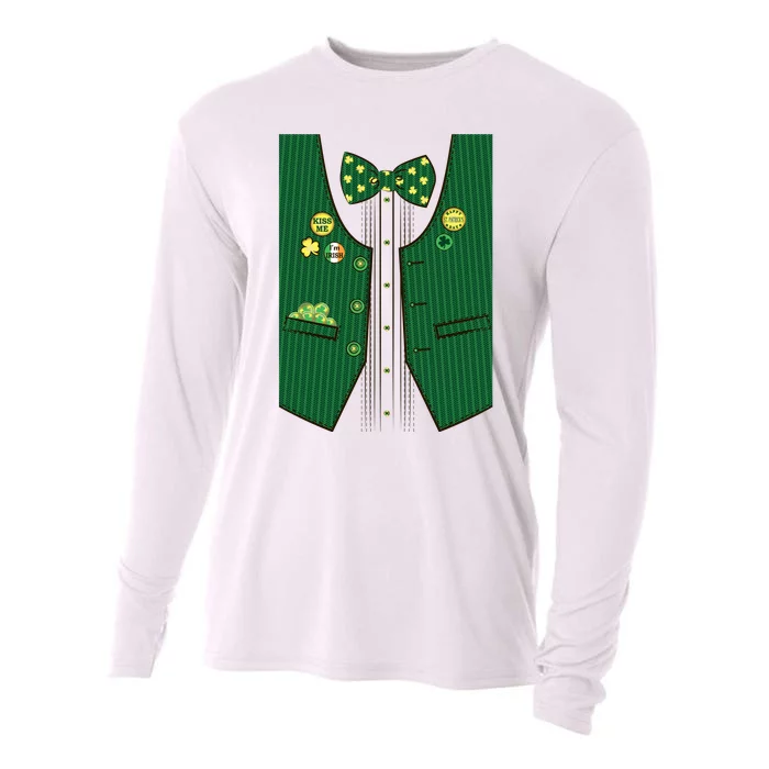 St Patricks Day Lucky Shamrock Vest Costume Cooling Performance Long Sleeve Crew