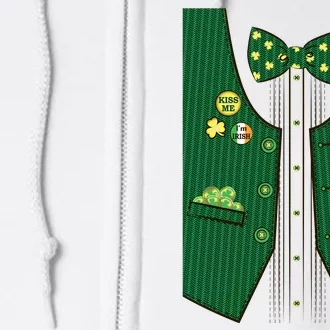 St Patricks Day Lucky Shamrock Vest Costume Full Zip Hoodie