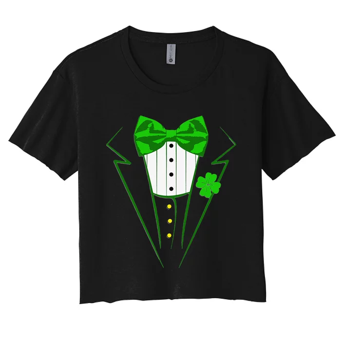 Saint Patrick's Day Suit Tuxedo Costume Design Party Outfit Women's Crop Top Tee