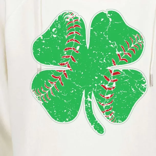 St Patrick's Day Baseball Catcher Pitcher Shamrock Womens Funnel Neck Pullover Hood