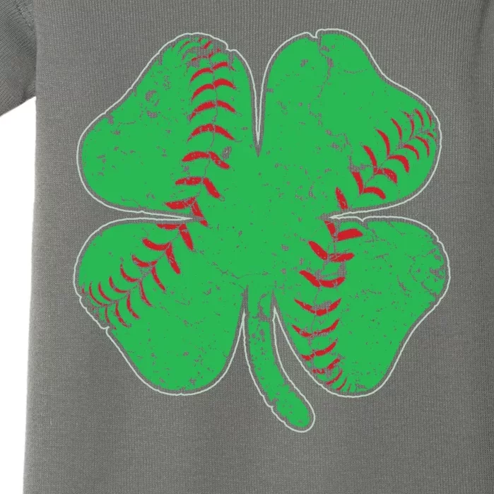 St Patrick's Day Baseball Catcher Pitcher Shamrock Baby Bodysuit