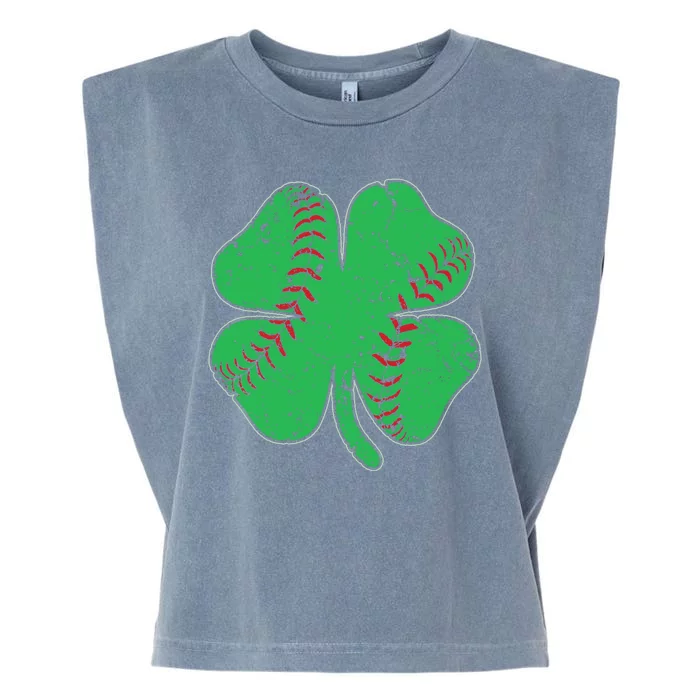 St Patrick's Day Baseball Catcher Pitcher Shamrock Garment-Dyed Women's Muscle Tee