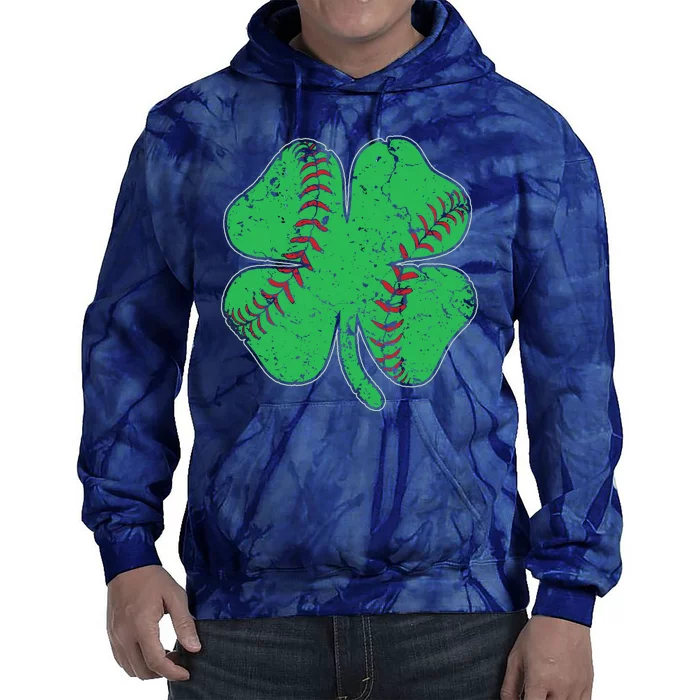 St Patrick's Day Baseball Catcher Pitcher Shamrock Tie Dye Hoodie