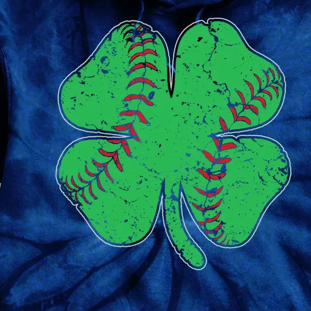 St Patrick's Day Baseball Catcher Pitcher Shamrock Tie Dye Hoodie