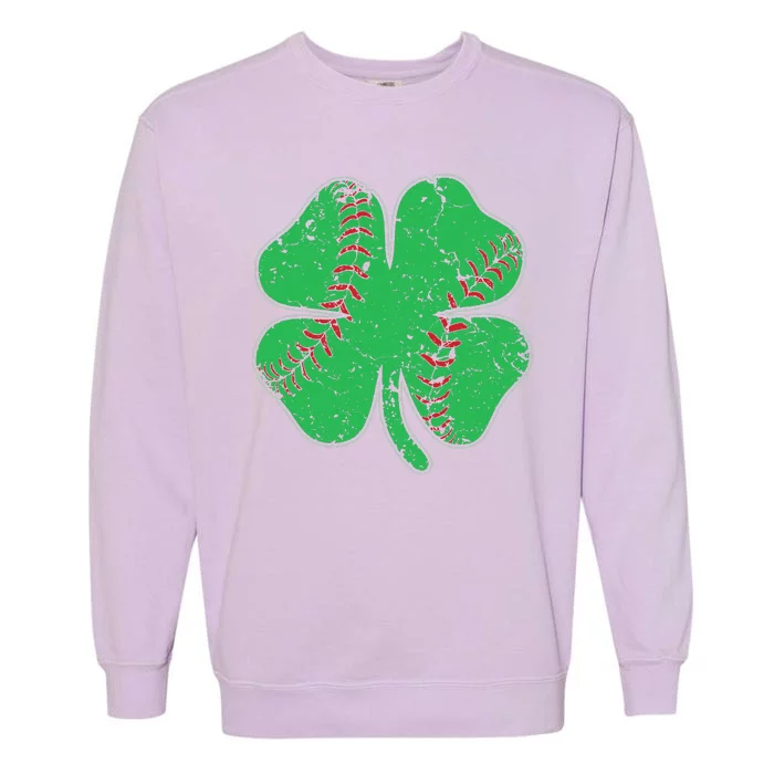 St Patrick's Day Baseball Catcher Pitcher Shamrock Garment-Dyed Sweatshirt