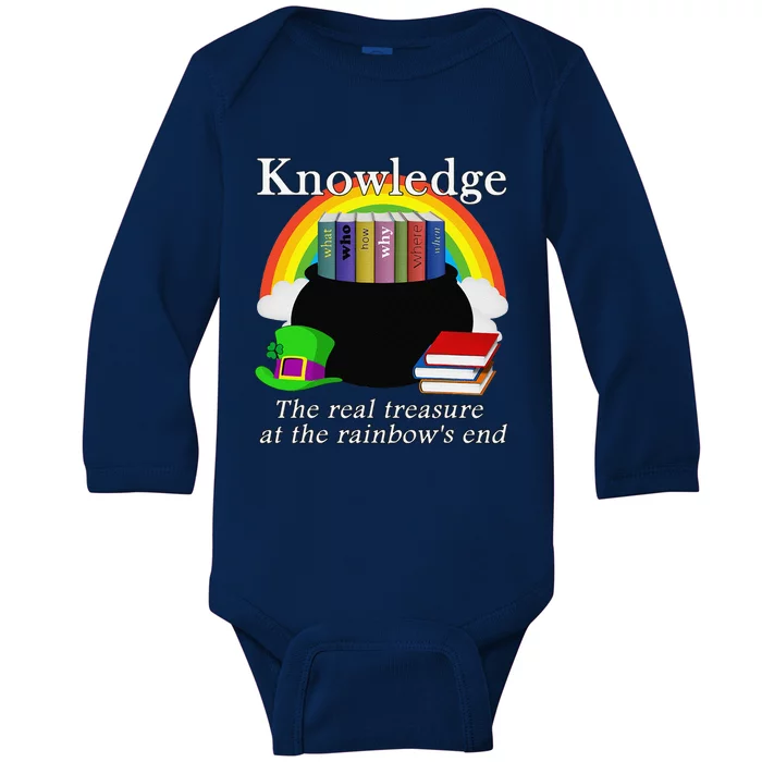 Saint Patrick's Day Teacher Knowledge Is Treasure Baby Long Sleeve Bodysuit