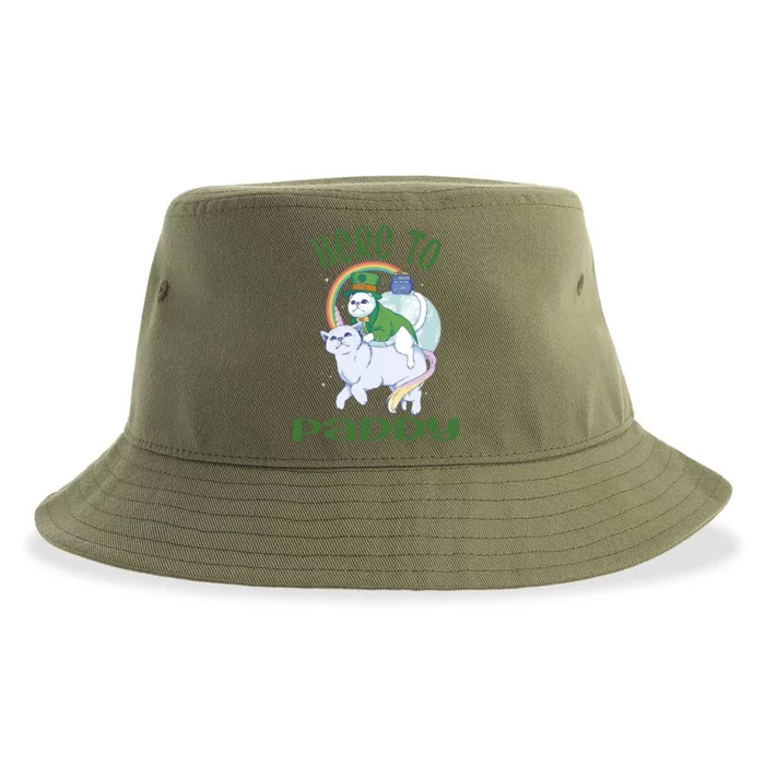 St Patrick's Day Irish Unicorn Leprechaun Cat Here To Paddy Gift Sustainable Bucket Hat