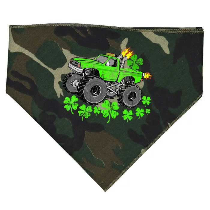 St Patricks Day Lucky Monster Truck USA-Made Doggie Bandana