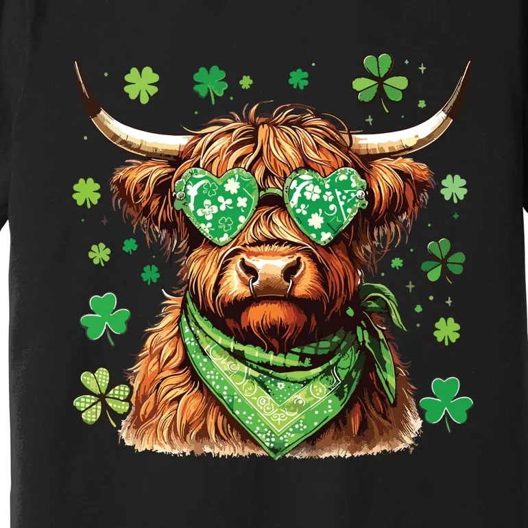 St Patricks Day Highland Cow St Patricks Day Shamrock Women Premium T-Shirt