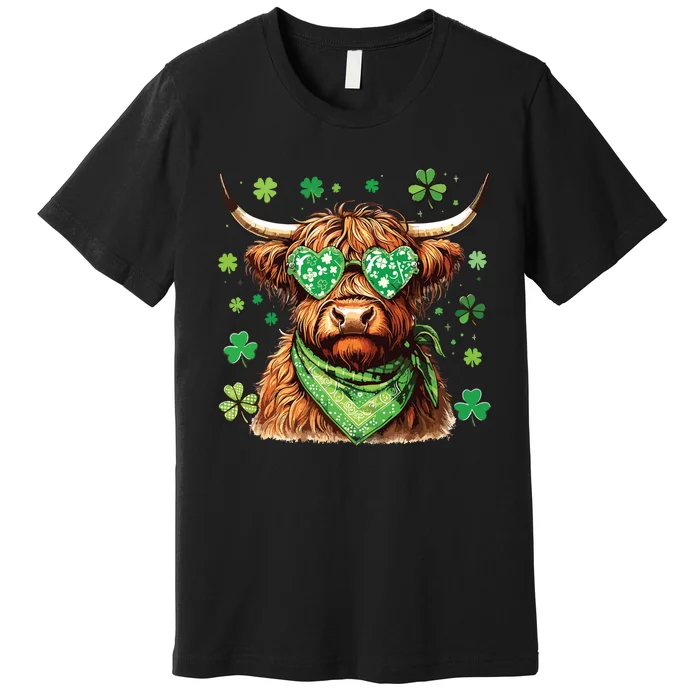 St Patricks Day Highland Cow St Patricks Day Shamrock Women Premium T-Shirt