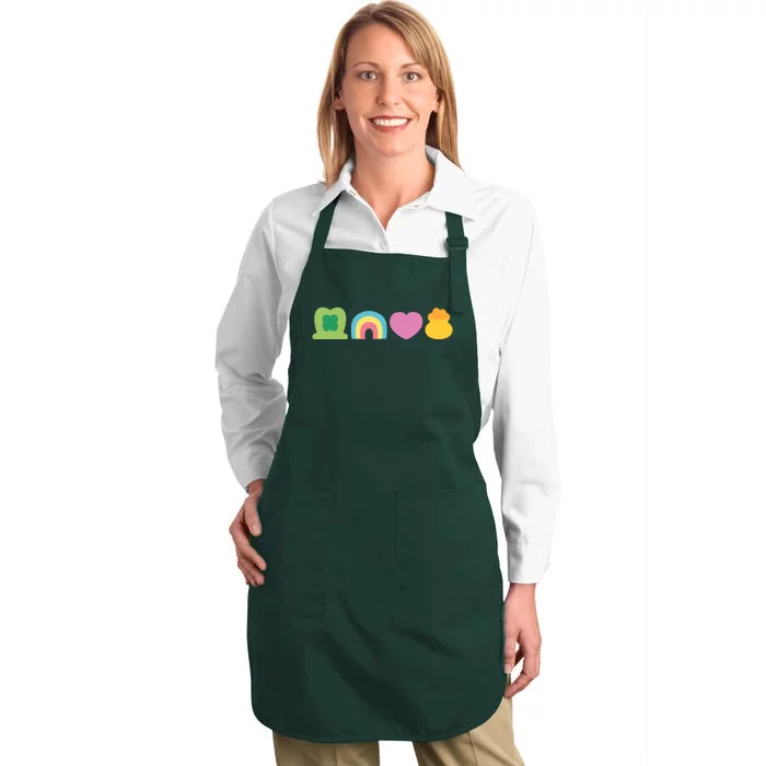 St Patricks Day Lucky Charm Pot Gold Irish Shamrock Rainbow Full-Length Apron With Pocket