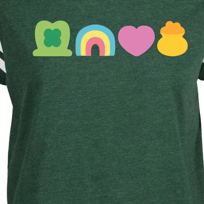 St Patricks Day Lucky Charm Pot Gold Irish Shamrock Rainbow Enza Ladies Jersey Football T-Shirt