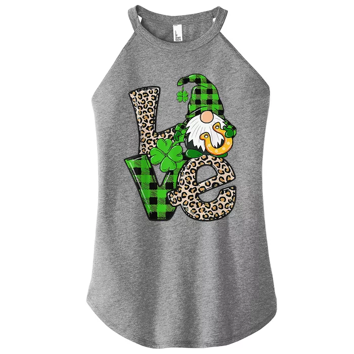 St Patrick's Day Love Gnomes Shamrock Horseshoe Irish Gnome Women’s Perfect Tri Rocker Tank