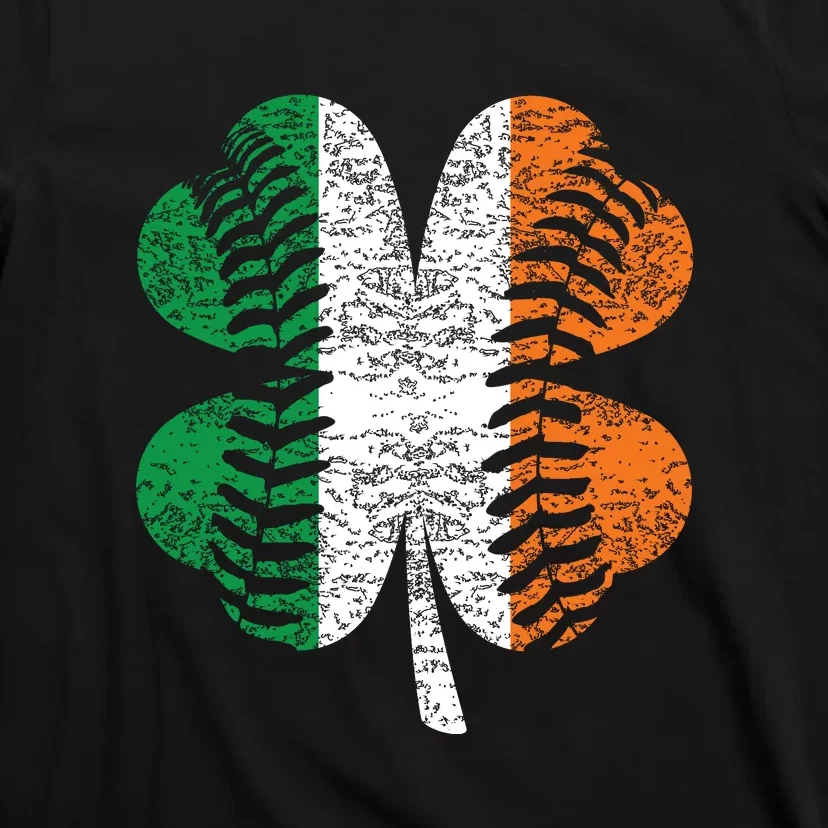 St. Patricks Day Shamrock Baseball Irish Flag Four Leaf Clover T-Shirt