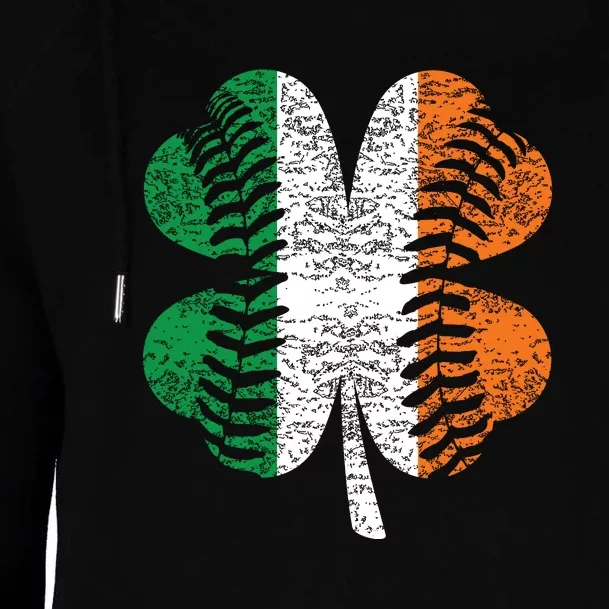 St. Patricks Day Shamrock Baseball Irish Flag Four Leaf Clover Womens Funnel Neck Pullover Hood