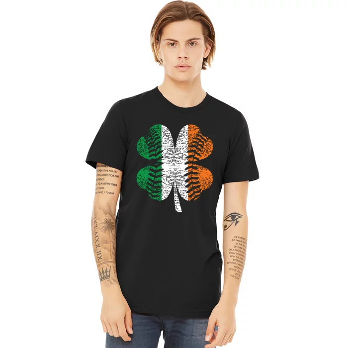 St. Patricks Day Shamrock Baseball Irish Flag Four Leaf Clover Premium T-Shirt