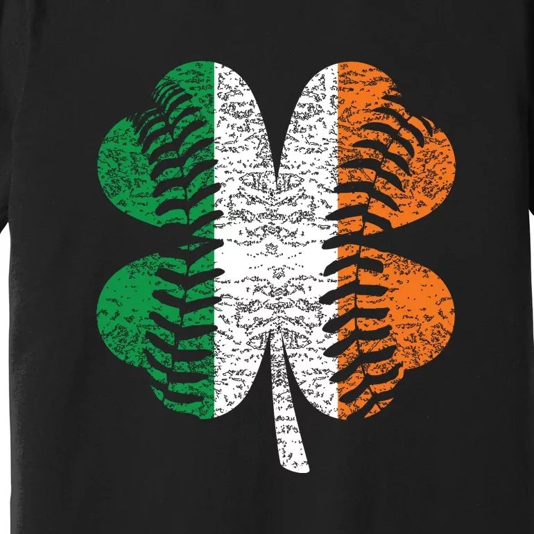 St. Patricks Day Shamrock Baseball Irish Flag Four Leaf Clover Premium T-Shirt