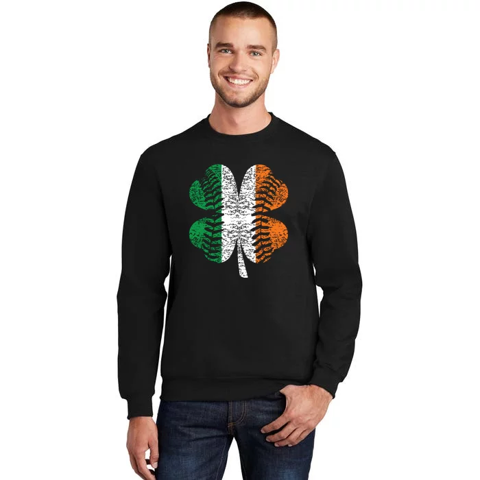 St. Patricks Day Shamrock Baseball Irish Flag Four Leaf Clover Tall Sweatshirt