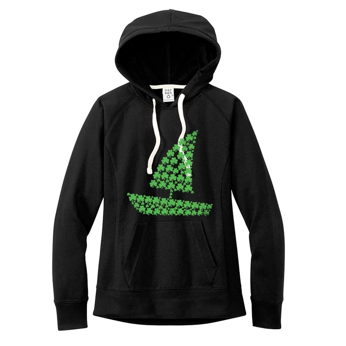 St Patricks Day Shamrock Boating Distressed Gift Women's Fleece Hoodie