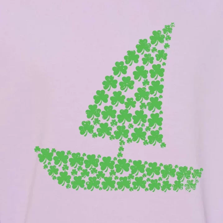 St Patricks Day Shamrock Boating Distressed Gift Garment-Dyed Sweatshirt