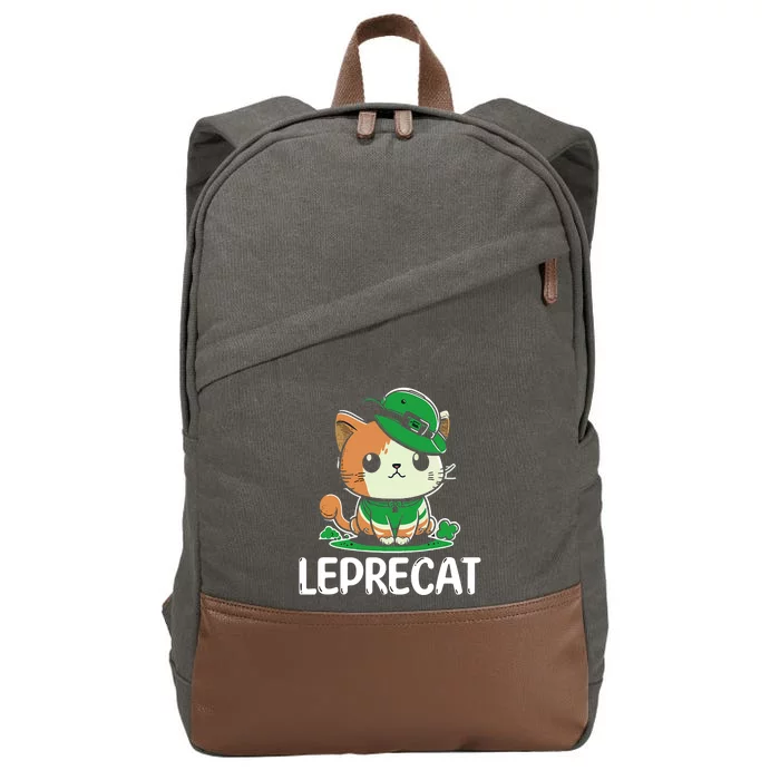 St Patricks Day Parade Leprecat Funny Irish Cat Cotton Canvas Backpack