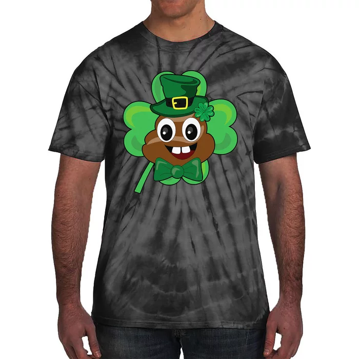 Saint Patrick's Day Funny Poop Leprechaun Green Clover Tie-Dye T-Shirt