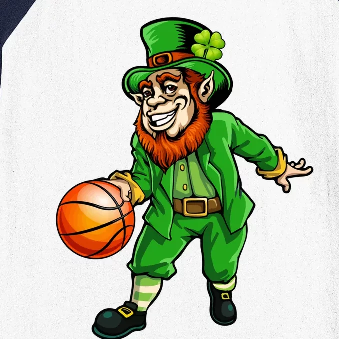 St Patricks Day Leprechaun Basketball Shamrock Funny Gift Baseball Sleeve Shirt