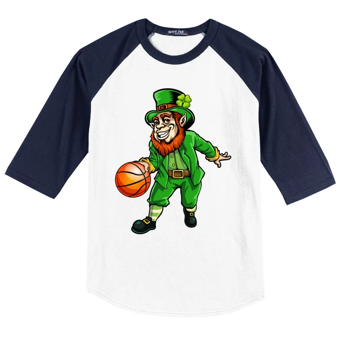 St Patricks Day Leprechaun Basketball Shamrock Funny Gift Baseball Sleeve Shirt