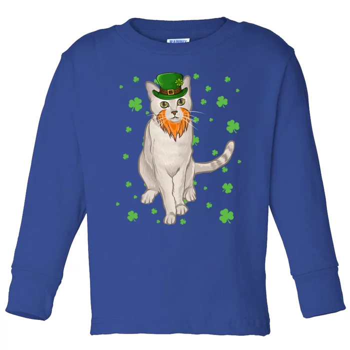 St Patricks Day Burmilla Cat Shamrock Gift Funny Gift Toddler Long Sleeve Shirt