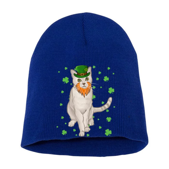 St Patricks Day Burmilla Cat Shamrock Gift Funny Gift Short Acrylic Beanie