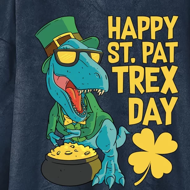 St Patrick's Day Happy St Patgiftrex Day Tgiftrex Dinosaur Gift Hooded Wearable Blanket