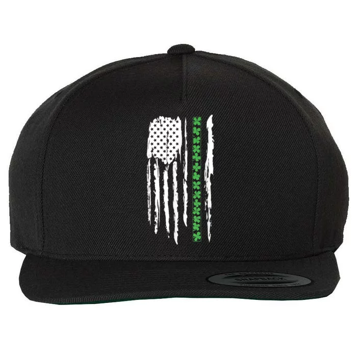 St. PatrickS Day Irish Flag Usa Flag Green Shamrocks Wool Snapback Cap