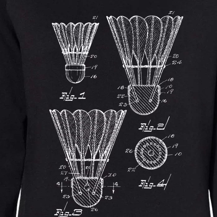 Shuttlecock Patent Drawing Badminton Womens California Wash Sweatshirt