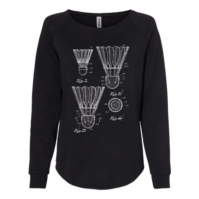 Shuttlecock Patent Drawing Badminton Womens California Wash Sweatshirt