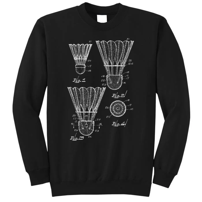 Shuttlecock Patent Drawing Badminton Tall Sweatshirt