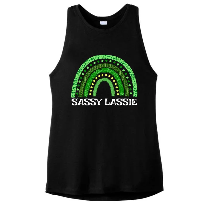 St Patricks Day Women Funny Sassy Lassie Ladies Tri-Blend Wicking Tank