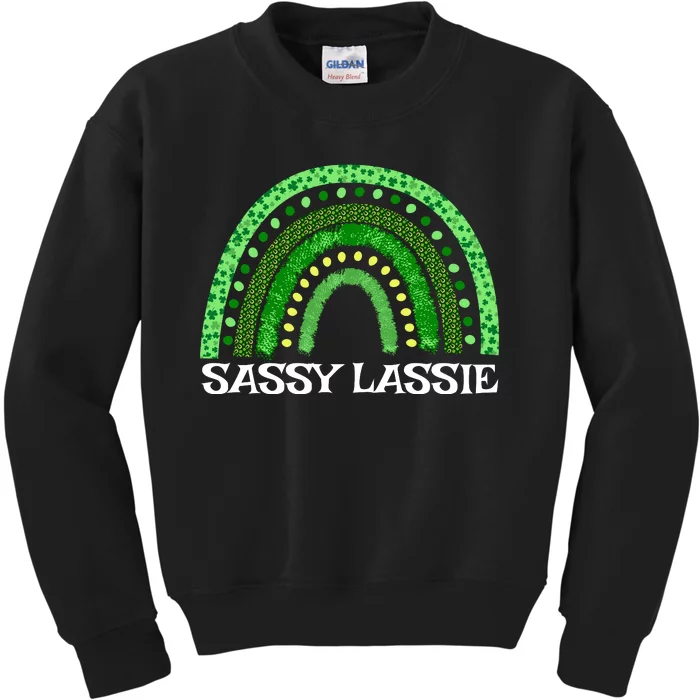 St Patricks Day Women Funny Sassy Lassie Kids Sweatshirt