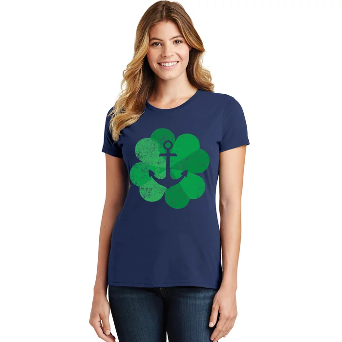 St Patricks Day Four Leaf Clover - Lucky Cruise Boat Anchor Women's T-Shirt