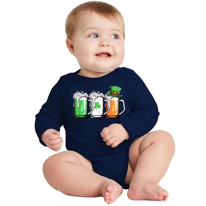 St Patrick's Day Beer Baby Long Sleeve Bodysuit