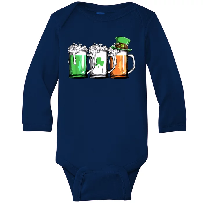 St Patrick's Day Beer Baby Long Sleeve Bodysuit