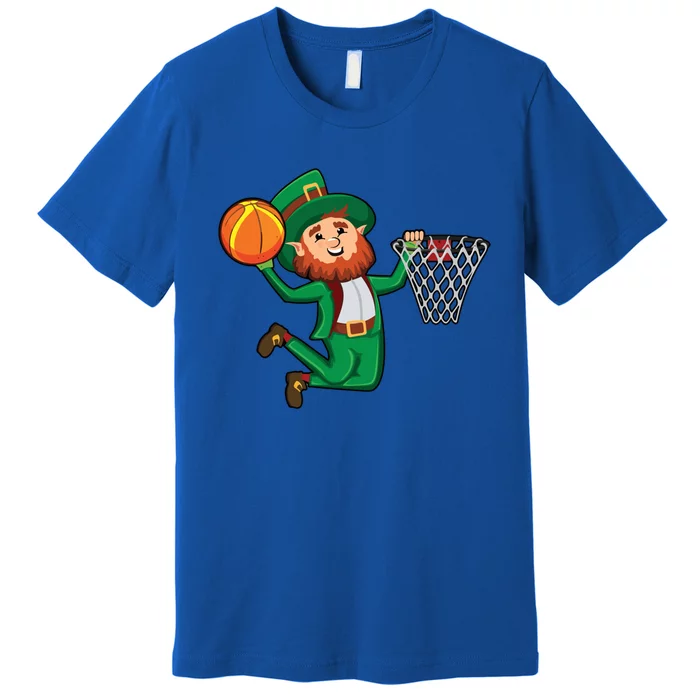 St Patricks Day Leprechaun Dunk Basketball Gift Premium T-Shirt