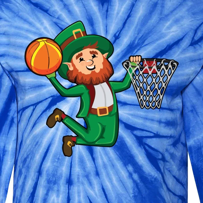 St Patricks Day Leprechaun Dunk Basketball Gift Tie-Dye Long Sleeve Shirt