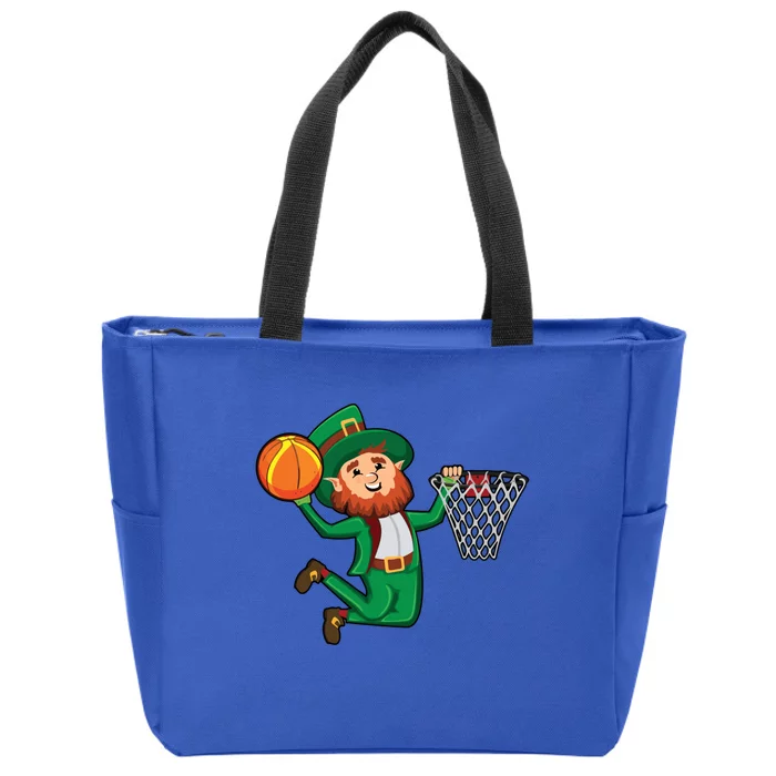 St Patricks Day Leprechaun Dunk Basketball Gift Zip Tote Bag