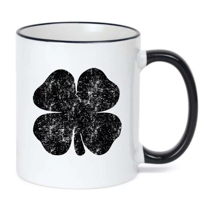 St. Patrick's Day Four Leaf Clover Green Background Design Black Color Changing Mug