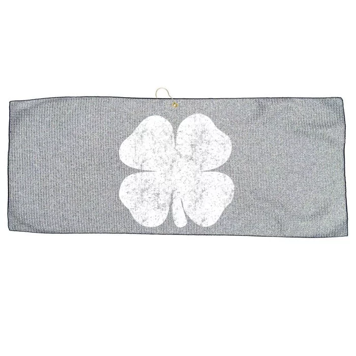 St. Patrick's Day Four Leaf Clover Green Background Design Large Microfiber Waffle Golf Towel