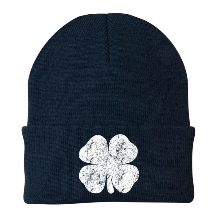 St. Patrick's Day Four Leaf Clover Green Background Design Knit Cap Winter Beanie